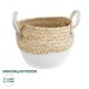 GloboStar® Artificial Garden SANTORINI 20576 Διακοσμητικό Πλεκτό Κασπώ Γλάστρα - Flower Pot Μπεζ με Λευκό Φ28 x Υ24cm GloboStar® Artificial Garden SANTORINI 20576 Διακοσμητικό Πλεκτό Κασπώ Γλάστρα - Flower Pot Μπεζ με Λευκό Φ28 x Υ24cm