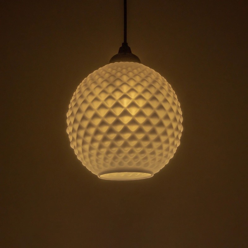 GLOBOSTAR® KEGEL 206-0004 Μοντέρνο Κρεμαστό Φωτιστικό Οροφής με Ντουί 1 x E27 AC 220-240V IP20 - Λευκό - Μ20 x Π20 x Υ20cm