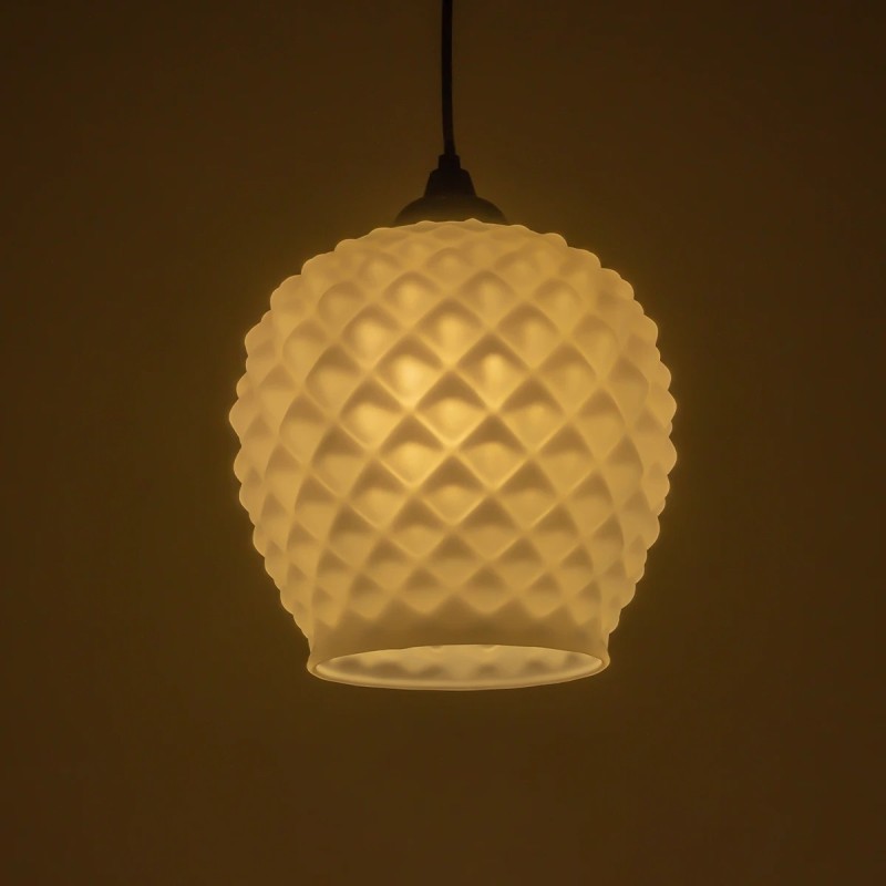 GLOBOSTAR® KEGEL 206-0005 Μοντέρνο Κρεμαστό Φωτιστικό Οροφής με Ντουί 1 x E27 AC 220-240V IP20 - Λευκό - Μ19 x Π19 x Υ19cm