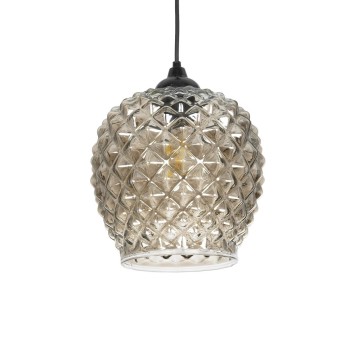 GLOBOSTAR® KEGEL 206-0006 Μοντέρνο Κρεμαστό Φωτιστικό Οροφής με Ντουί 1 x E27 AC 220-240V IP20 - Μαύρο Φιμέ - Μ19 x Π19 x Υ19cm