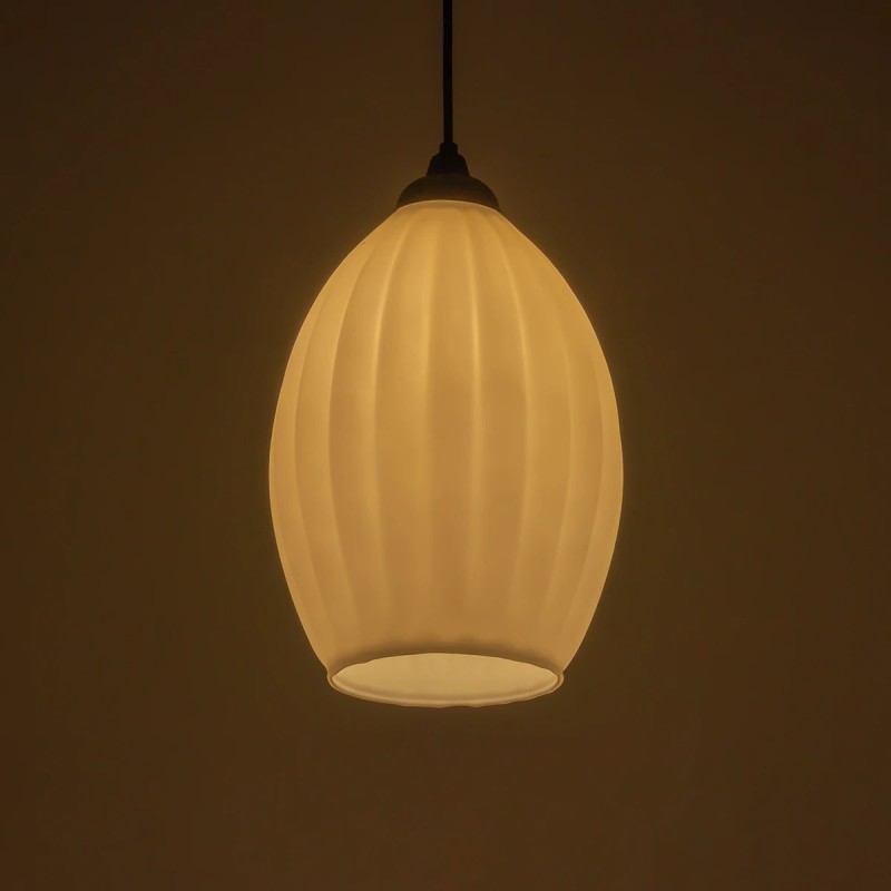 GLOBOSTAR® GURIA 206-0008 Μοντέρνο Κρεμαστό Φωτιστικό Οροφής με Ντουί 1 x E27 AC 220-240V IP20 - Λευκό - Μ19 x Π19 x Υ26cm