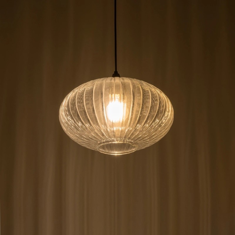 GLOBOSTAR® PERA 206-0009 Μοντέρνο Κρεμαστό Φωτιστικό Οροφής με Ντουί 1 x E27 AC 220-240V IP20 - Διάφανο - Μ30 x Π30 x Υ22cm