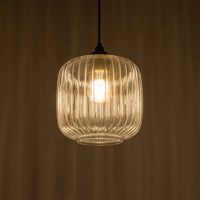 GLOBOSTAR® MELONI 206-0013 Μοντέρνο Κρεμαστό Φωτιστικό Οροφής με Ντουί 1 x E27 AC 220-240V IP20 - Διάφανο - Μ20 x Π20 x Υ24cm