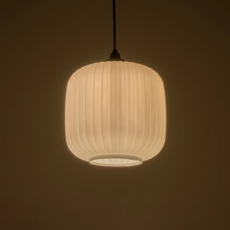 GLOBOSTAR® MELONI 206-0015 Μοντέρνο Κρεμαστό Φωτιστικό Οροφής με Ντουί 1 x E27 AC 220-240V IP20 - Λευκό - Μ20 x Π20 x Υ20cm