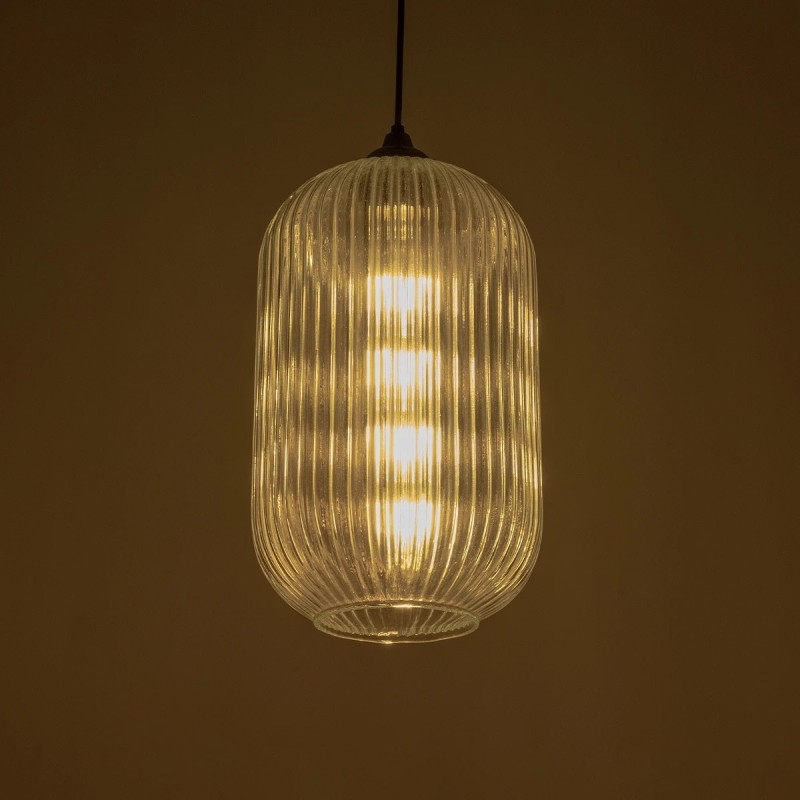 GLOBOSTAR® MELONI 206-0017 Μοντέρνο Κρεμαστό Φωτιστικό Οροφής με Ντουί 1 x E27 AC 220-240V IP20 - Διάφανο - Μ20 x Π20 x Υ38cm