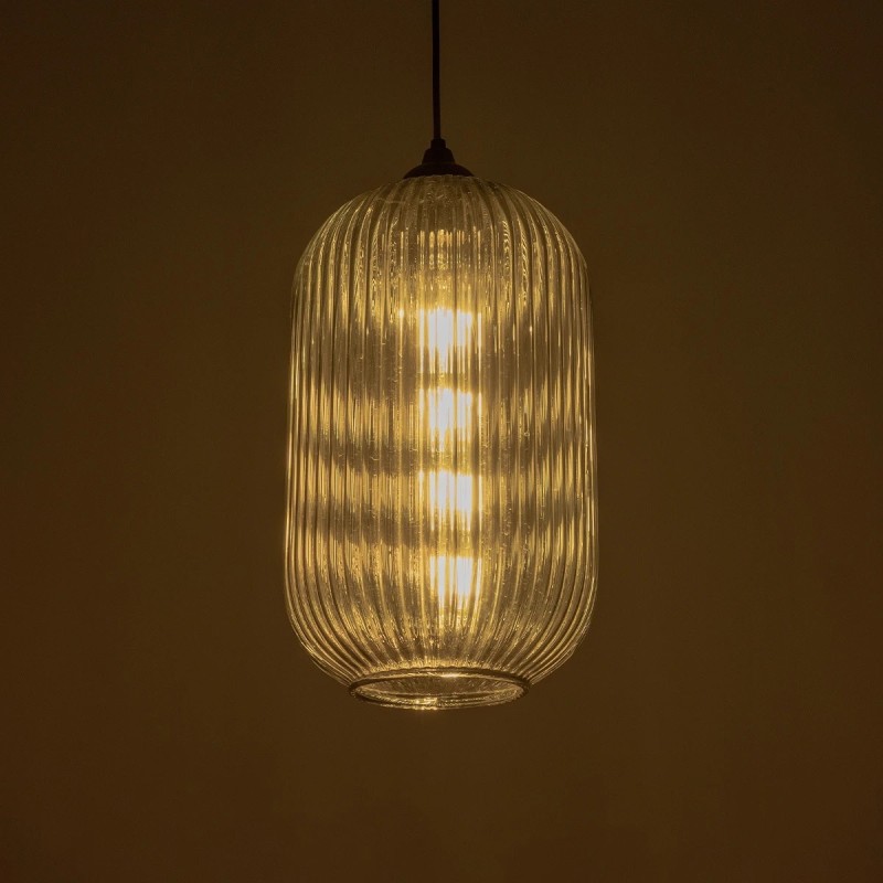 GLOBOSTAR® MELONI 206-0018 Μοντέρνο Κρεμαστό Φωτιστικό Οροφής με Ντουί 1 x E27 AC 220-240V IP20 - Μαύρο Φιμέ - Μ20 x Π20 x Υ38cm