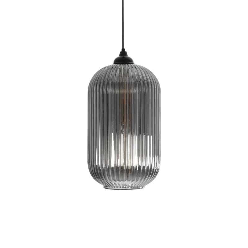 GLOBOSTAR® MELONI 206-0018 Μοντέρνο Κρεμαστό Φωτιστικό Οροφής με Ντουί 1 x E27 AC 220-240V IP20 - Μαύρο Φιμέ - Μ20 x Π20 x Υ38cm