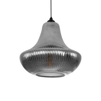 GLOBOSTAR® VERRE 206-0021 Μοντέρνο Κρεμαστό Φωτιστικό Οροφής με Ντουί 1 x E27 AC 220-240V IP20 - Μαύρο Φιμέ - Μ38 x Π38 x Υ34cm