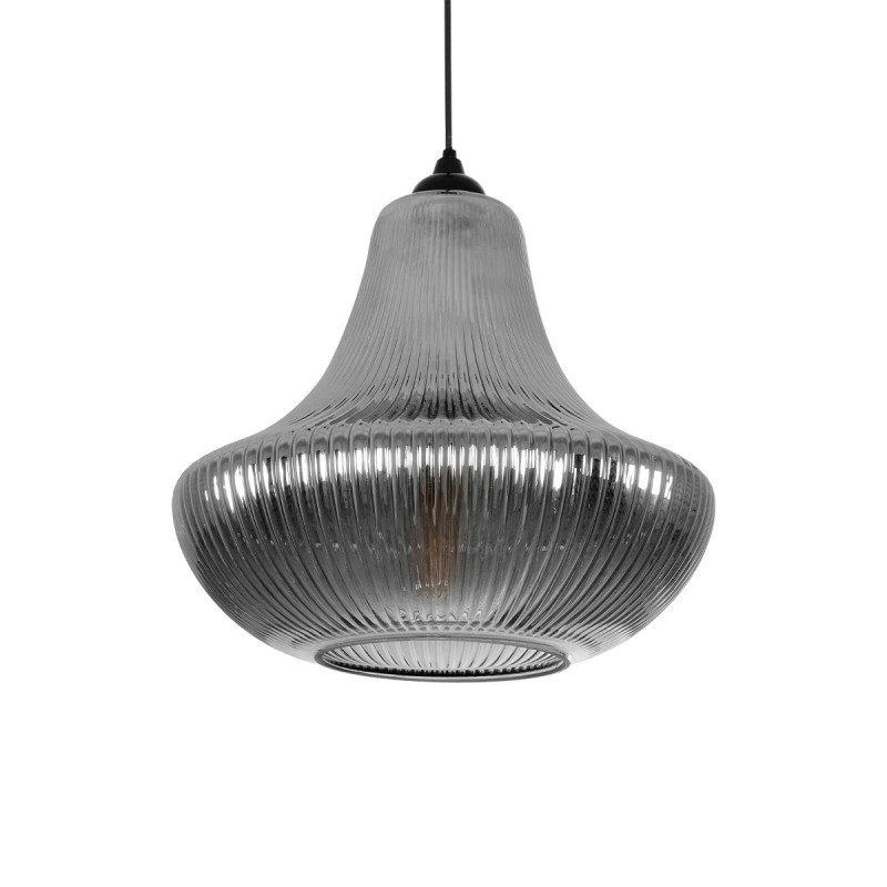 GLOBOSTAR® VERRE 206-0021 Μοντέρνο Κρεμαστό Φωτιστικό Οροφής με Ντουί 1 x E27 AC 220-240V IP20 - Μαύρο Φιμέ - Μ38 x Π38 x Υ34cm