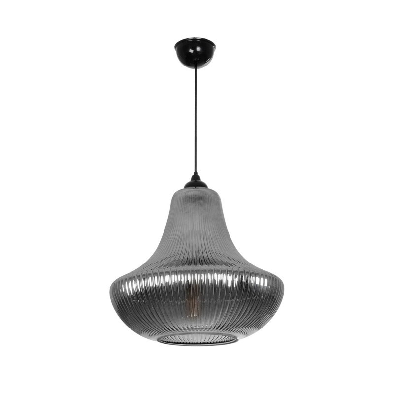 GLOBOSTAR® VERRE 206-0021 Μοντέρνο Κρεμαστό Φωτιστικό Οροφής με Ντουί 1 x E27 AC 220-240V IP20 - Μαύρο Φιμέ - Μ38 x Π38 x Υ34cm