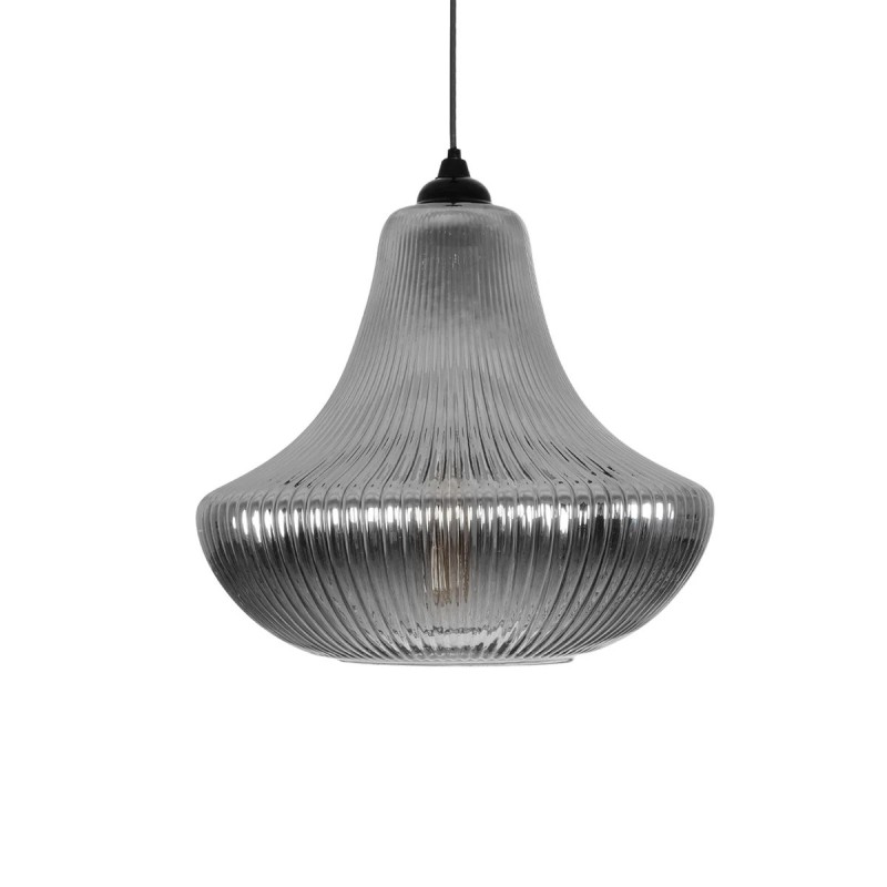 GLOBOSTAR® VERRE 206-0021 Μοντέρνο Κρεμαστό Φωτιστικό Οροφής με Ντουί 1 x E27 AC 220-240V IP20 - Μαύρο Φιμέ - Μ38 x Π38 x Υ34cm