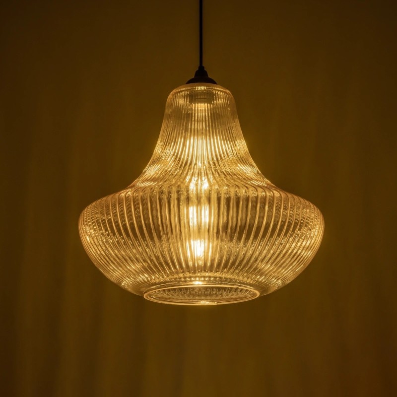 GLOBOSTAR® VERRE 206-0022 Μοντέρνο Κρεμαστό Φωτιστικό Οροφής με Ντουί 1 x E27 AC 220-240V IP20 - Mελί - Μ38 x Π38 x Υ34cm