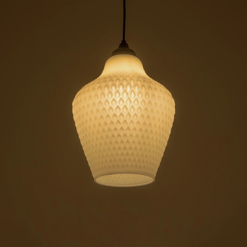 GLOBOSTAR® SKLO 206-0023 Μοντέρνο Κρεμαστό Φωτιστικό Οροφής με Ντουί 1 x E27 AC 220-240V IP20 - Λευκό - Μ22 x Π22 x Υ31cm