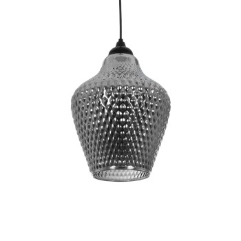 GLOBOSTAR® SKLO 206-0024 Μοντέρνο Κρεμαστό Φωτιστικό Οροφής με Ντουί 1 x E27 AC 220-240V IP20 - Μαύρο Φιμέ - Μ22 x Π22 x Υ31cm