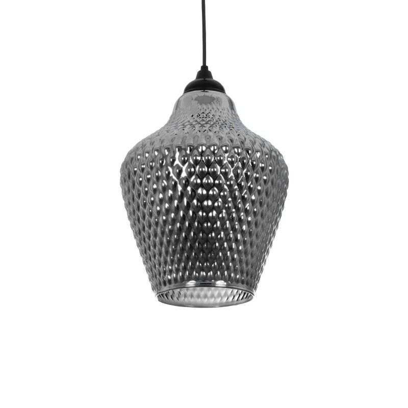 GLOBOSTAR® SKLO 206-0024 Μοντέρνο Κρεμαστό Φωτιστικό Οροφής με Ντουί 1 x E27 AC 220-240V IP20 - Μαύρο Φιμέ - Μ22 x Π22 x Υ31cm