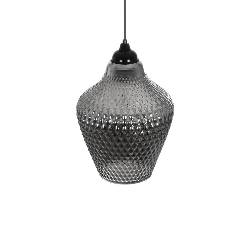 GLOBOSTAR® SKLO 206-0024 Μοντέρνο Κρεμαστό Φωτιστικό Οροφής με Ντουί 1 x E27 AC 220-240V IP20 - Μαύρο Φιμέ - Μ22 x Π22 x Υ31cm