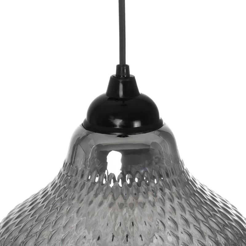 GLOBOSTAR® SKLO 206-0024 Μοντέρνο Κρεμαστό Φωτιστικό Οροφής με Ντουί 1 x E27 AC 220-240V IP20 - Μαύρο Φιμέ - Μ22 x Π22 x Υ31cm