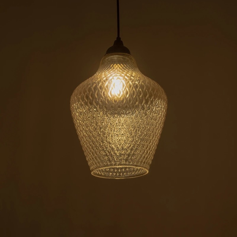 GLOBOSTAR® SKLO 206-0025 Μοντέρνο Κρεμαστό Φωτιστικό Οροφής με Ντουί 1 x E27 AC 220-240V IP20 - Mελί - Μ22 x Π22 x Υ31cm