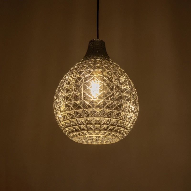 GLOBOSTAR® BASTIK 206-0026 Μοντέρνο Κρεμαστό Φωτιστικό Οροφής με Ντουί 1 x E27 AC 220-240V IP20 - Μαύρο Φιμέ - Μ22 x Π22 x Υ26cm