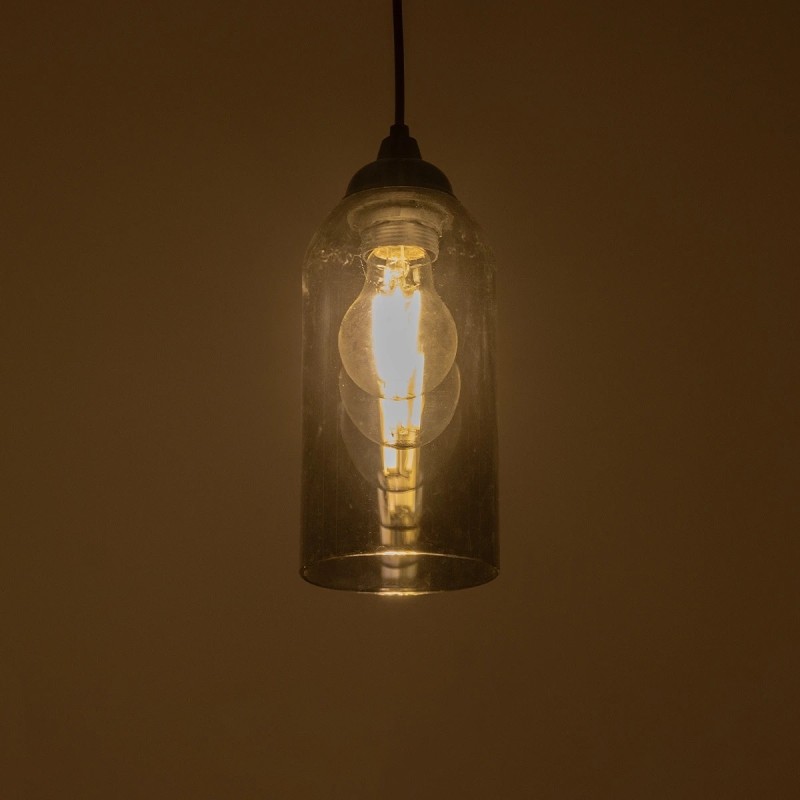 GLOBOSTAR® TUBE 206-0030 Μοντέρνο Κρεμαστό Φωτιστικό Οροφής με Ντουί 1 x E27 AC 220-240V IP20 - Μαύρο Φιμέ - Μ10 x Π10 x Υ24cm