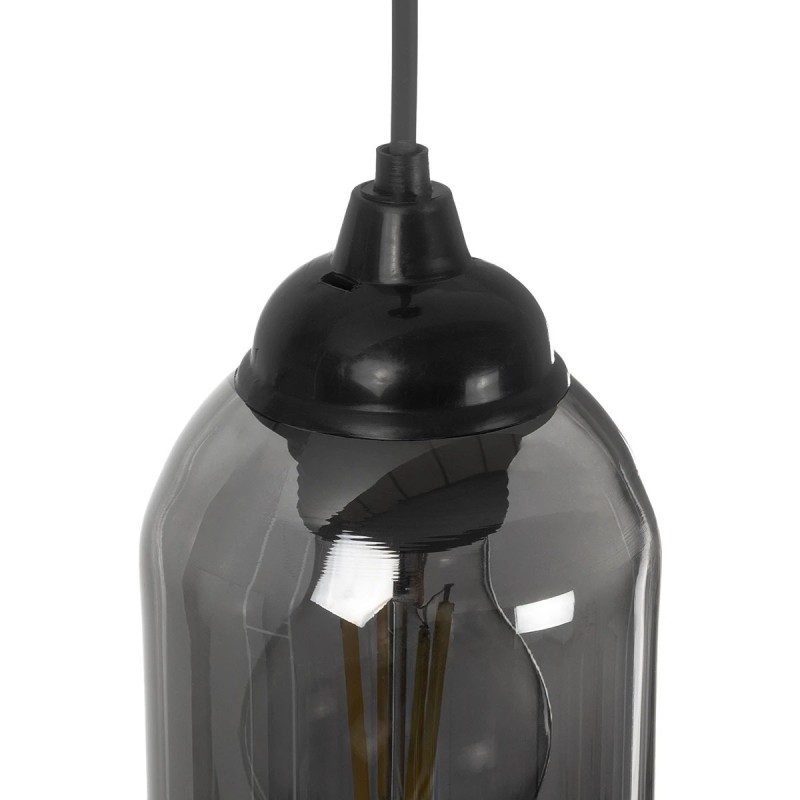 GLOBOSTAR® TUBE 206-0030 Μοντέρνο Κρεμαστό Φωτιστικό Οροφής με Ντουί 1 x E27 AC 220-240V IP20 - Μαύρο Φιμέ - Μ10 x Π10 x Υ24cm