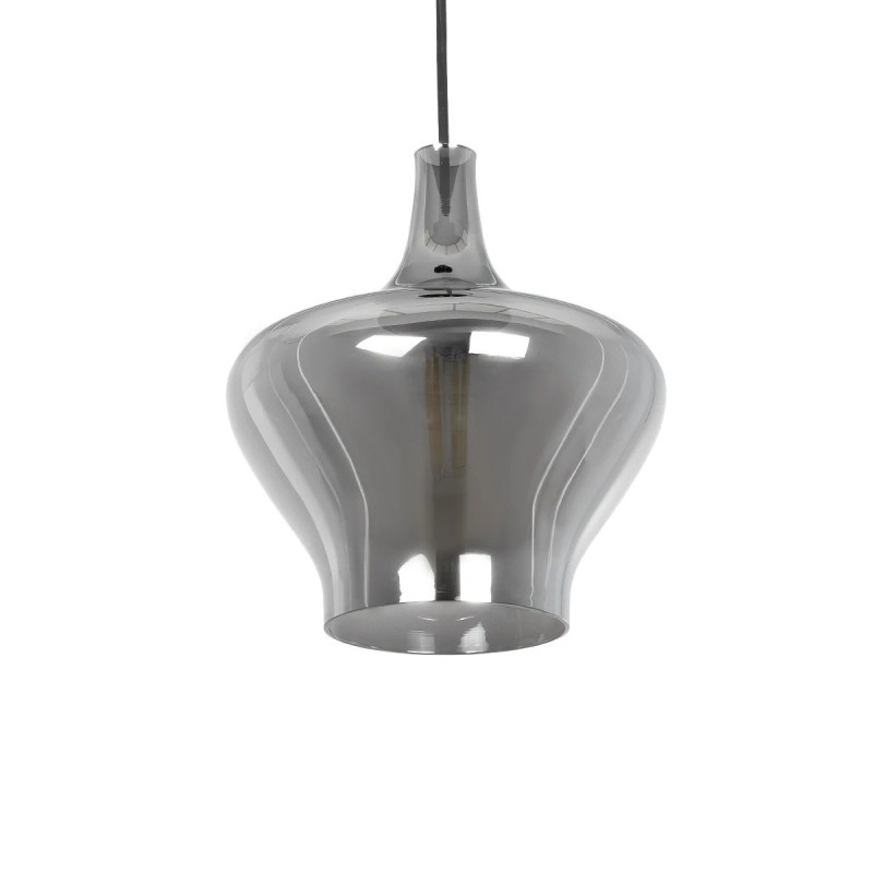 GLOBOSTAR® OVOCE 206-0032 Μοντέρνο Κρεμαστό Φωτιστικό Οροφής με Ντουί 1 x E27 AC 220-240V IP20 - Μαύρο Φιμέ - Μ20 x Π20 x Υ22cm