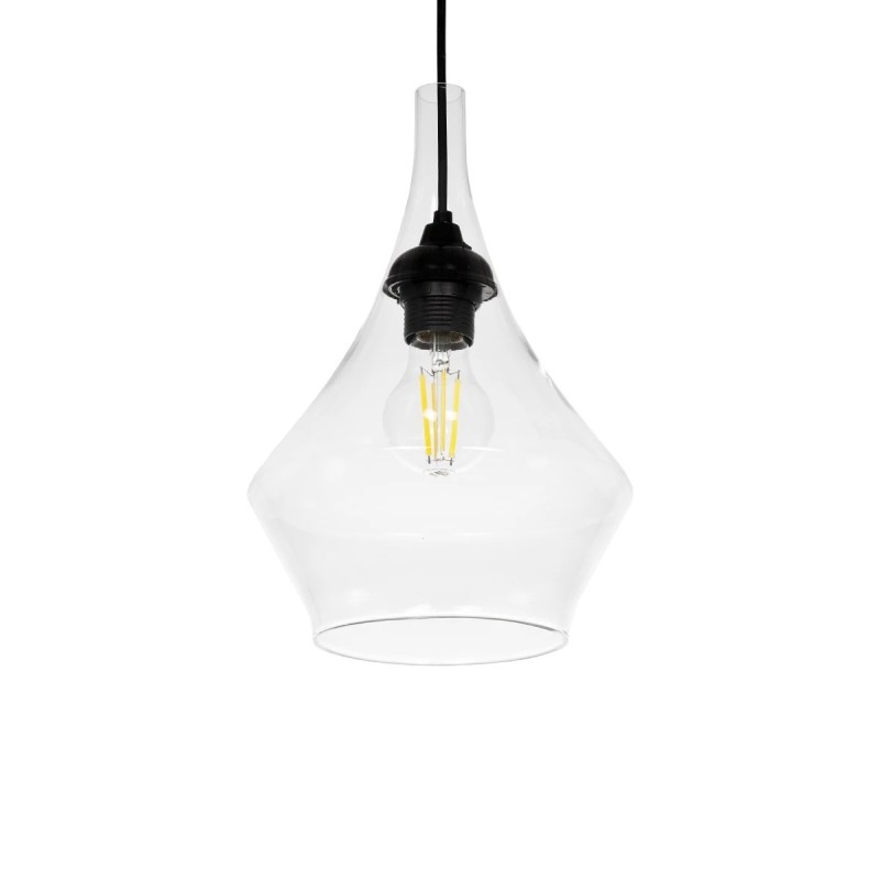 GLOBOSTAR® TORU 206-0042 Μοντέρνο Κρεμαστό Φωτιστικό Οροφής με Ντουί 1 x E27 AC 220-240V IP20 - Διάφανο - Μ20 x Π20 x Υ31cm