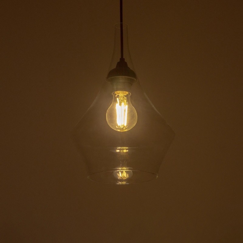 GLOBOSTAR® TORU 206-0042 Μοντέρνο Κρεμαστό Φωτιστικό Οροφής με Ντουί 1 x E27 AC 220-240V IP20 - Διάφανο - Μ20 x Π20 x Υ31cm