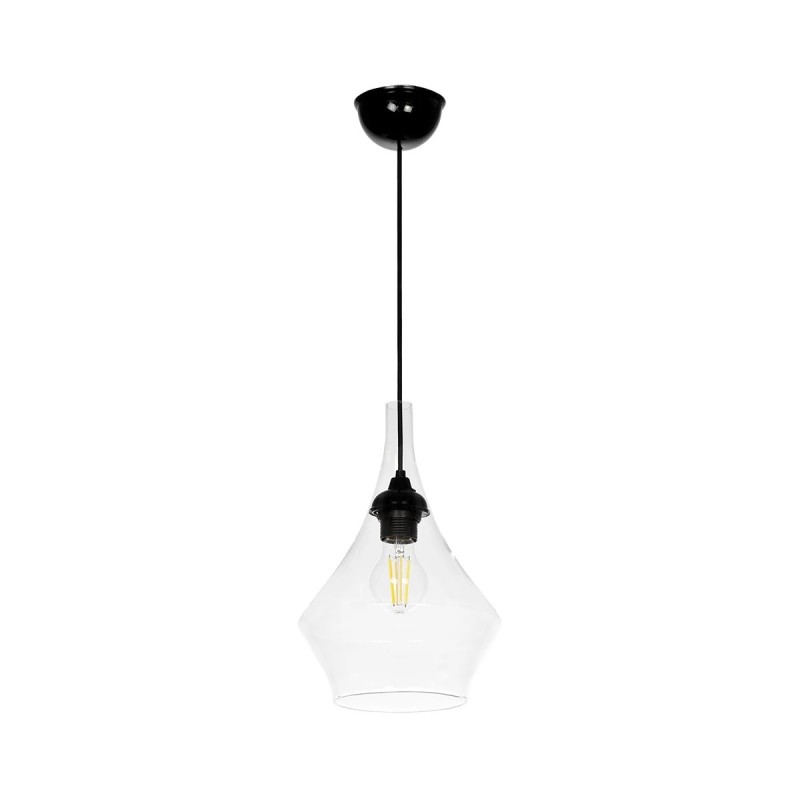 GLOBOSTAR® TORU 206-0042 Μοντέρνο Κρεμαστό Φωτιστικό Οροφής με Ντουί 1 x E27 AC 220-240V IP20 - Διάφανο - Μ20 x Π20 x Υ31cm