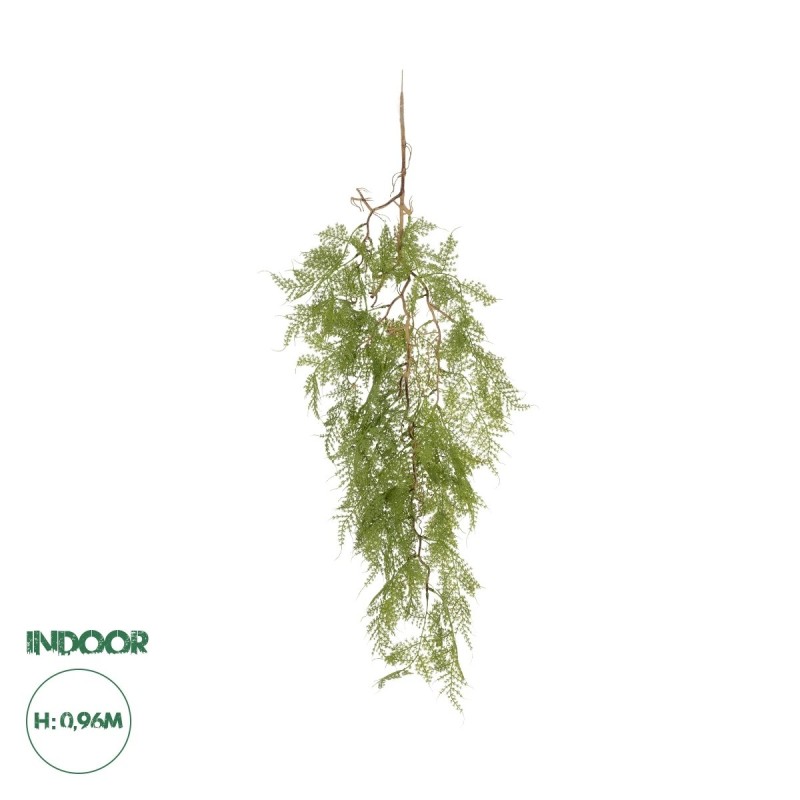 GloboStar® Artificial Garden HANGING FERN 20620 Τεχνητό Διακοσμητικό Κρεμαστό Φυτό Φτέρης Μ32 x Π14 x Υ96cm