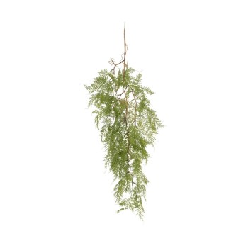 GloboStar® Artificial Garden HANGING FERN 20620 Τεχνητό Διακοσμητικό Κρεμαστό Φυτό Φτέρης Μ32 x Π14 x Υ96cm