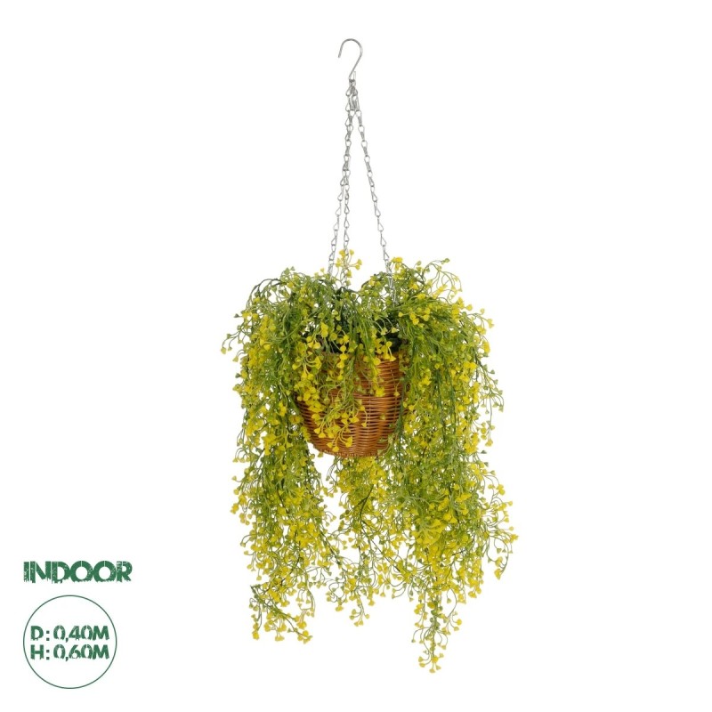 GloboStar® Artificial Garden GOLDEN BELL WILLOW HANGING PLANT 20626 Τεχνητό Κρεμαστό Διακοσμητικό Φυτό Κίτρινη Ιτιά Μ40 x Π40 x Y60cm