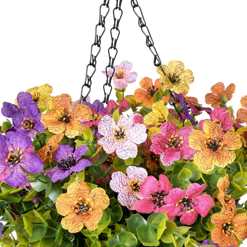 GloboStar® Artificial Garden GERBERA HANGING PLANT 20635 Τεχνητό Κρεμαστό Διακοσμητικό Φυτό Ζέρμπερας Y55cm