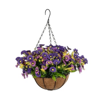 GloboStar® Artificial Garden GERBERA HANGING PLANT 20637 Τεχνητό Κρεμαστό Διακοσμητικό Φυτό Ζέρμπερας Μ40 x Π40 x Y46cm