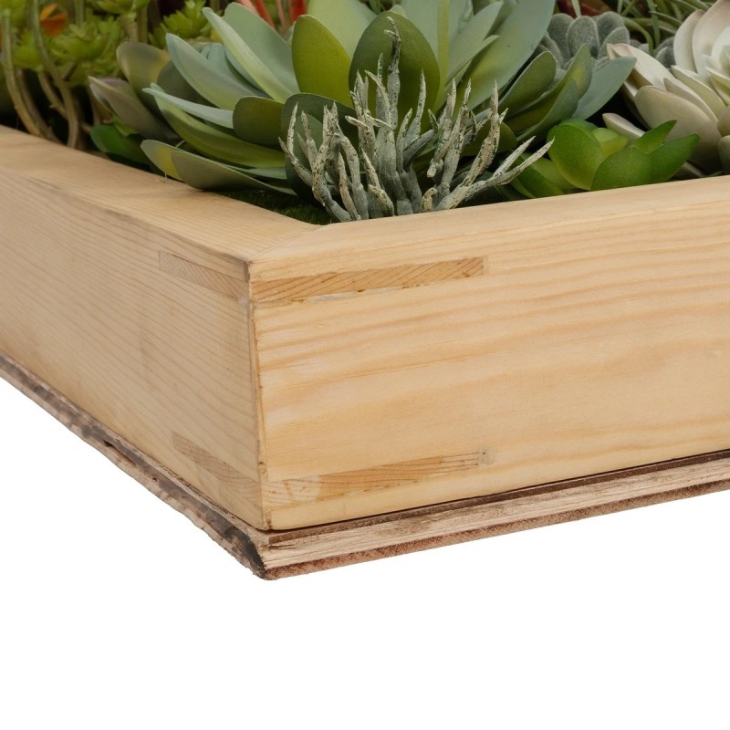 GloboStar® Artificial Garden VARIOUS PLANT 20642 Τεχνητό Διακοσμητικό Φυλλωσιάς σε Ξύλινο Πάνελ - Κάθετος Κήπος Μιξ Μ60 x Π40 x Υ20cm