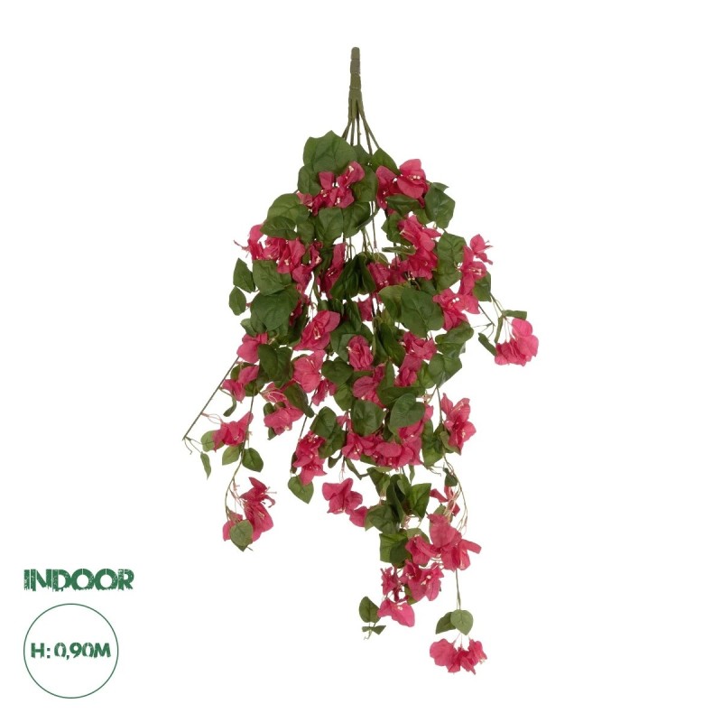 GloboStar® Artificial Garden BOUGAINVILLEA BRANCH 20663 Τεχνητό Κρεμαστό Διακοσμητικό Κλαδί Μπουκαμβίλιας Φουξ Μ45 x Π12 x Υ90cm