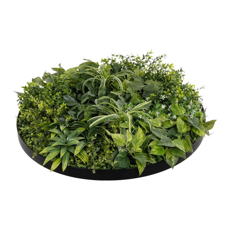 GloboStar® Artificial Garden VARIOUS PLANTS ROUND WALL DISC 20689 Τεχνητό Διακοσμητικό Στρογγυλό Πάνελ Φυλλωσιάς - Κάθετος Κήπος Μιξ Μ70 x Π70 x Υ15cm