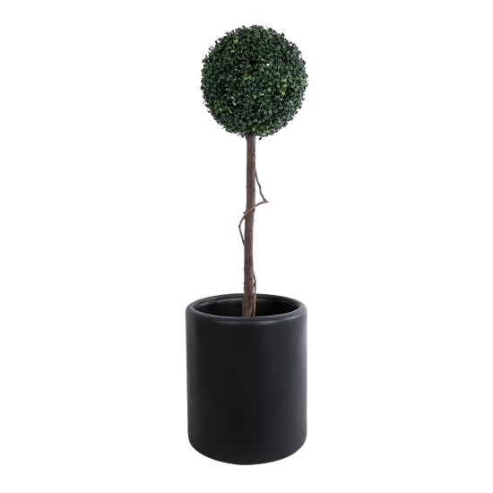 GloboStar® Artificial Garden PUEBLA 20698 Διακοσμητικό Πολυεστερικό Τσιμεντένιο Κασπώ Γλάστρα - Flower Pot Μαύρο Φ41 x Υ46cm