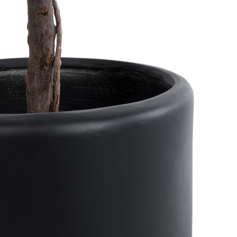 GloboStar® Artificial Garden PUEBLA 20698 Διακοσμητικό Πολυεστερικό Τσιμεντένιο Κασπώ Γλάστρα - Flower Pot Μαύρο Φ41 x Υ46cm