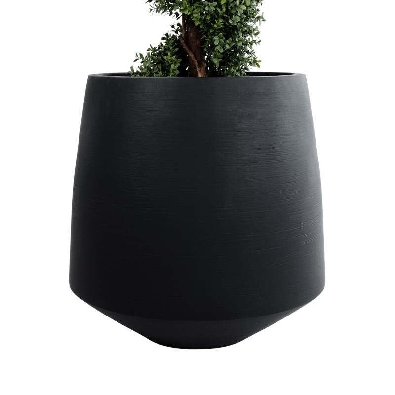 GloboStar® Artificial Garden TIJUANA 20703 Διακοσμητικό Πολυεστερικό Τσιμεντένιο Κασπώ Γλάστρα - Flower Pot Μαύρο Φ65 x Υ65cm