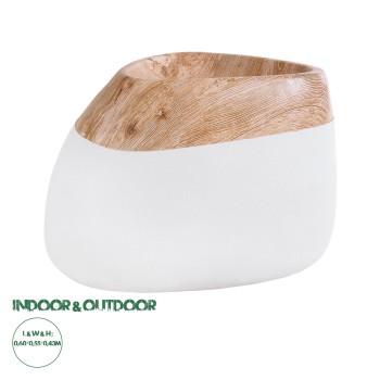GloboStar® Artificial Garden PANDORA 20705 Επιδαπέδιο Πολυεστερικό Τσιμεντένιο Κασπώ Γλάστρα - Flower Pot Λευκό με Καφέ Μ60 x Π55 x Υ43cm