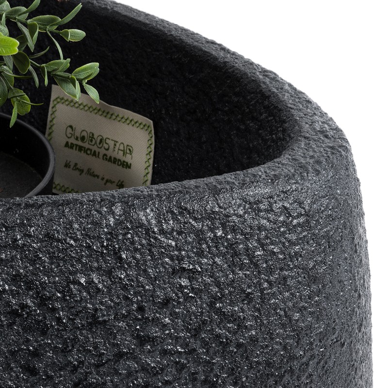 GloboStar® Artificial Garden CHLOE 20708 Επιδαπέδιο Πολυεστερικό Τσιμεντένιο Κασπώ Γλάστρα - Flower Pot Μαύρο Μ60 x Π55 x Υ43cm