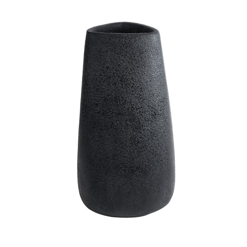 GloboStar® Artificial Garden CHLOE 20709 Επιδαπέδιο Πολυεστερικό Τσιμεντένιο Κασπώ Γλάστρα - Flower Pot Μαύρο Μ45 x Π49 x Υ90cm