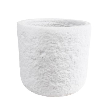 GloboStar® Artificial Garden MALVEN 20711 Επιδαπέδιο Πολυεστερικό Τσιμεντένιο Κασπώ Γλάστρα - Flower Pot Λευκό Φ25 x Υ23cm
