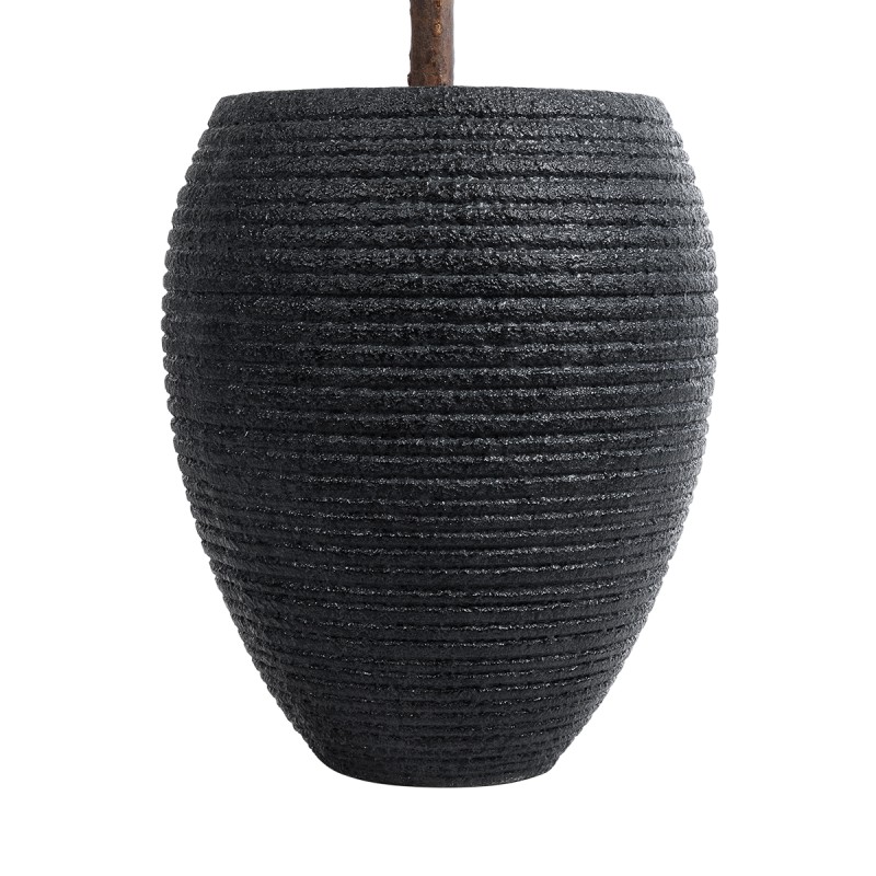 GloboStar® Artificial Garden NASHVILLE 20716 Επιδαπέδιο Πολυεστερικό Τσιμεντένιο Κασπώ Γλάστρα - Flower Pot Μαύρο Φ40 x Υ50cm