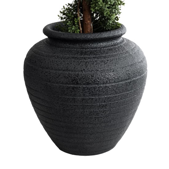 GloboStar® Artificial Garden OLYMPIA 20719 Επιδαπέδιο Πολυεστερικό Τσιμεντένιο Κασπώ Γλάστρα - Flower Pot Μαύρο Φ55 x Υ60cm GloboStar® Artificial Garden OLYMPIA 20719 Επιδαπέδιο Πολυεστερικό Τσιμεντένιο Κασπώ Γλάστρα - Flower Pot Μαύρο Φ55 x Υ60cm