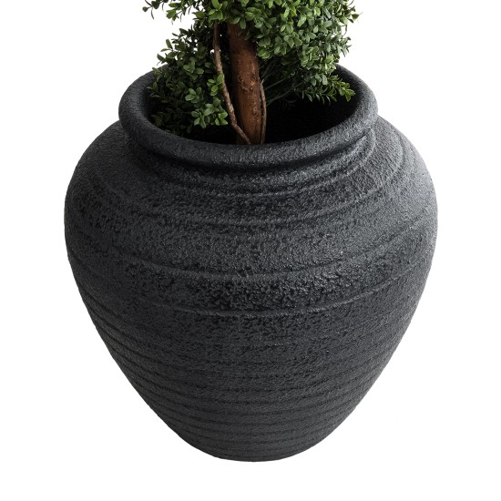 GloboStar® Artificial Garden OLYMPIA 20719 Επιδαπέδιο Πολυεστερικό Τσιμεντένιο Κασπώ Γλάστρα - Flower Pot Μαύρο Φ55 x Υ60cm GloboStar® Artificial Garden OLYMPIA 20719 Επιδαπέδιο Πολυεστερικό Τσιμεντένιο Κασπώ Γλάστρα - Flower Pot Μαύρο Φ55 x Υ60cm