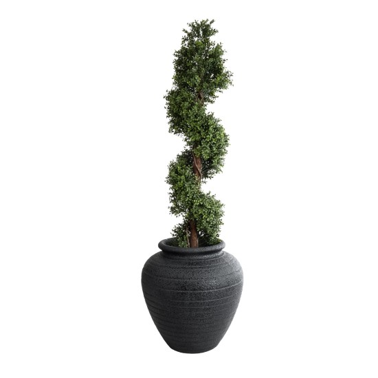 GloboStar® Artificial Garden OLYMPIA 20719 Επιδαπέδιο Πολυεστερικό Τσιμεντένιο Κασπώ Γλάστρα - Flower Pot Μαύρο Φ55 x Υ60cm GloboStar® Artificial Garden OLYMPIA 20719 Επιδαπέδιο Πολυεστερικό Τσιμεντένιο Κασπώ Γλάστρα - Flower Pot Μαύρο Φ55 x Υ60cm