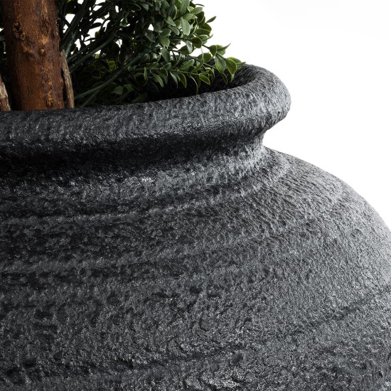 GloboStar® Artificial Garden OLYMPIA 20719 Επιδαπέδιο Πολυεστερικό Τσιμεντένιο Κασπώ Γλάστρα - Flower Pot Μαύρο Φ55 x Υ60cm GloboStar® Artificial Garden OLYMPIA 20719 Επιδαπέδιο Πολυεστερικό Τσιμεντένιο Κασπώ Γλάστρα - Flower Pot Μαύρο Φ55 x Υ60cm