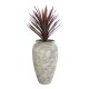 GloboStar® Artificial Garden IRISH 20721 Επιδαπέδιο Πολυεστερικό Τσιμεντένιο Κασπώ Γλάστρα - Flower Pot Λευκό με Μπεζ Φ55 x Υ90cm